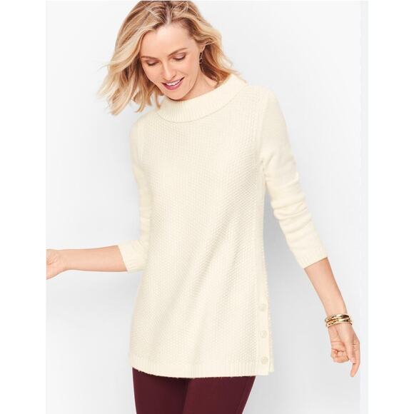 Talbots Women's Cream Textured Sabrina Cowl Neck Sweater Size Large - Picture 2 of 8